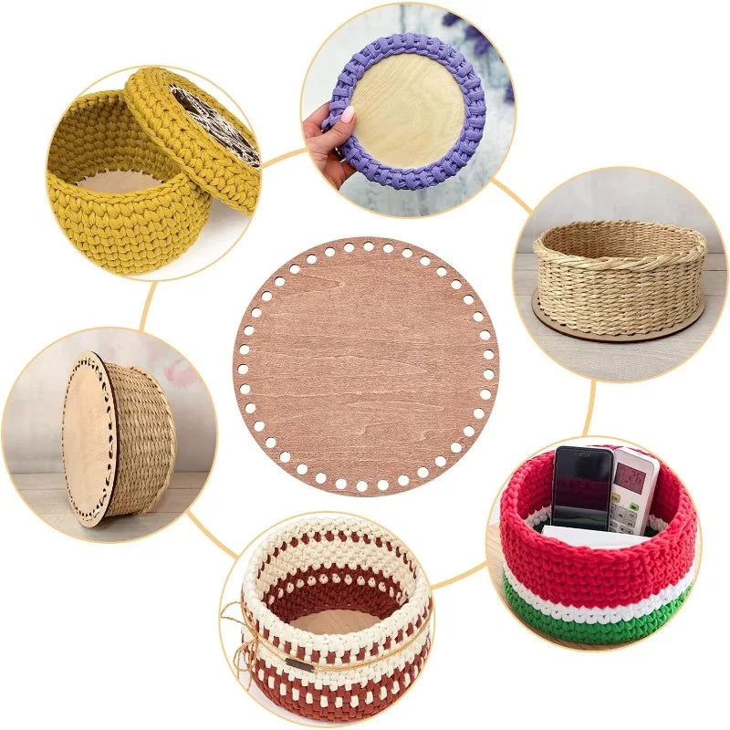 Base ronde en bois pour crochet et tricot