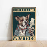 Poster toile chien gangster tatoué vin rétro décoration murale