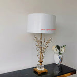Lampe de chevet LED cristal arbre fleur bleu