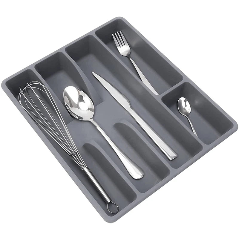Organisateur d'ustensiles de cuisine 5 compartiments kaki