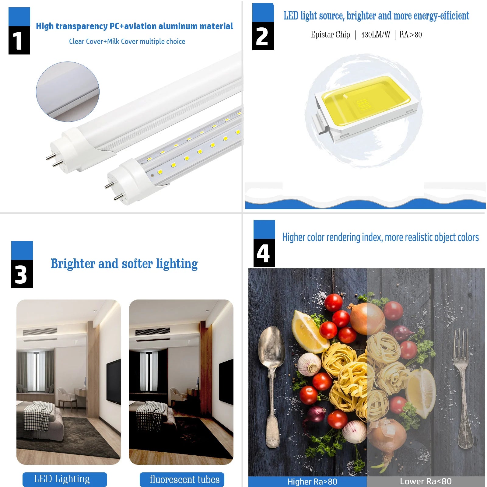 Tube LED design pour salon
