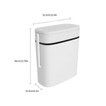 Poubelle salle de bain 14L blanche avec couvercle presse et porte-brosse