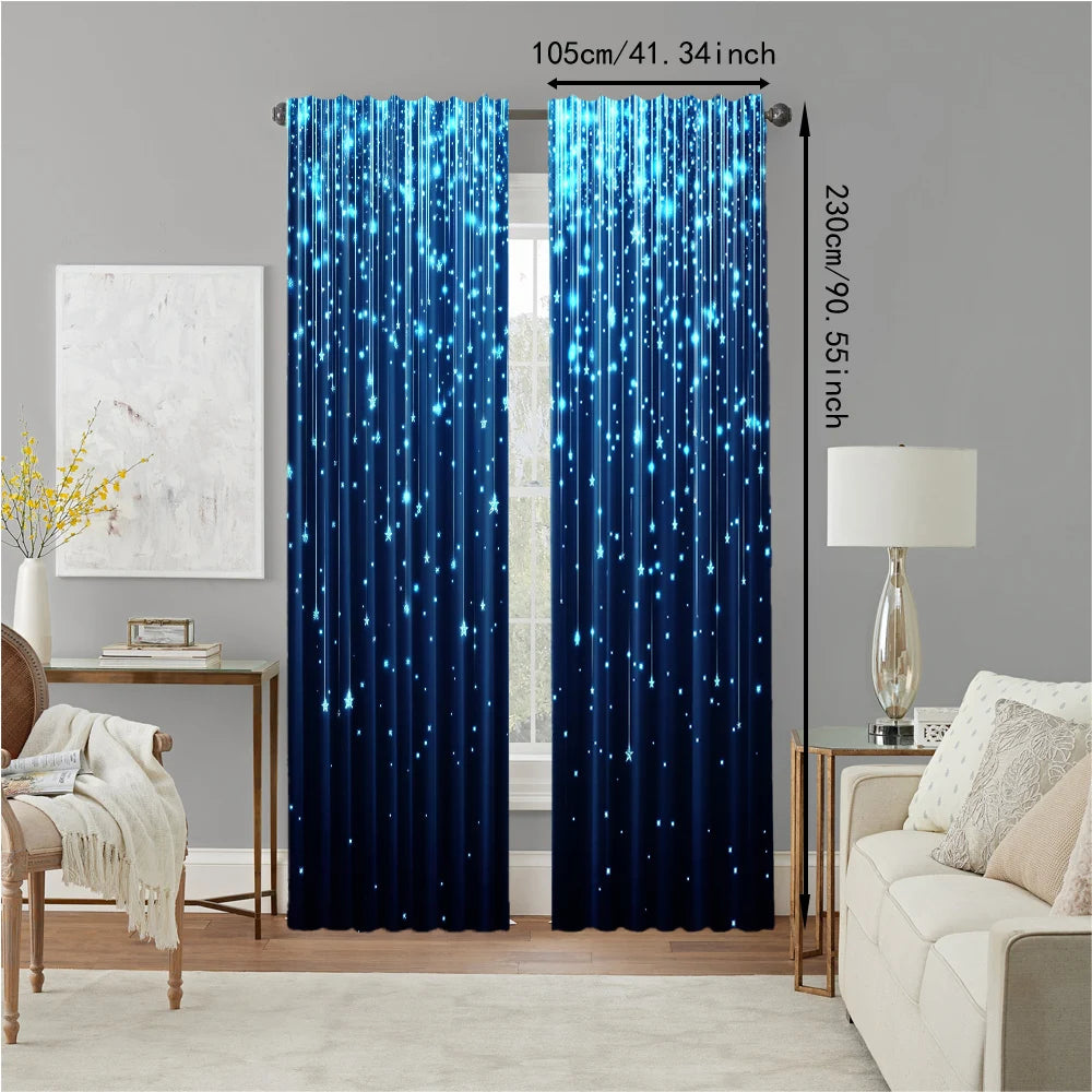 Rideau translucide bleu nuit avec lumière tamisée