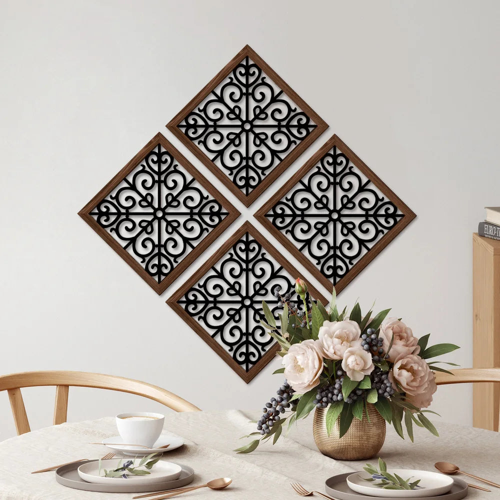 Décoration murale en bois évidée design avec impression UV pour salon