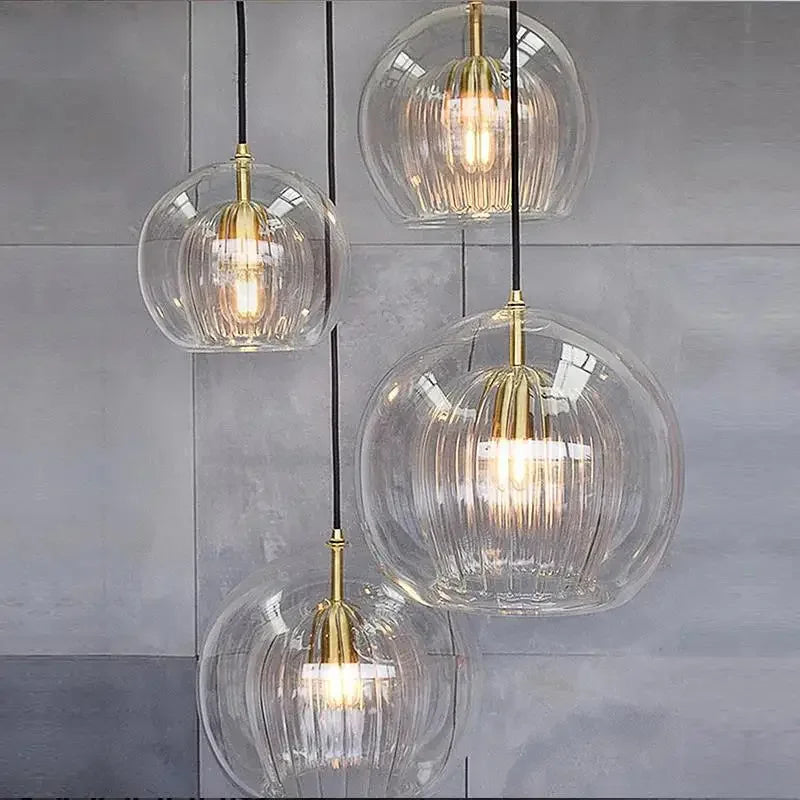 Lampe suspendue en verre design nordique verte