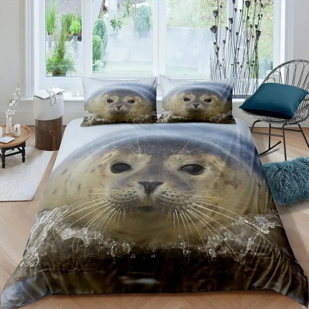 Housse de couette personnalisable thème océan sur lit king size