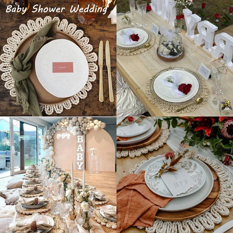 Set de 12 napperons rotin pour fêtes de Noël et occasions spéciales