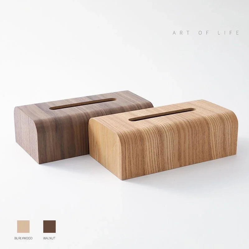 Boîte à mouchoirs en bois vert sur table basse