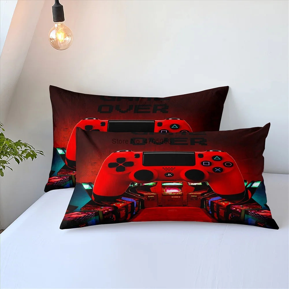 Détail de la housse de couette gamer en polyester brossé