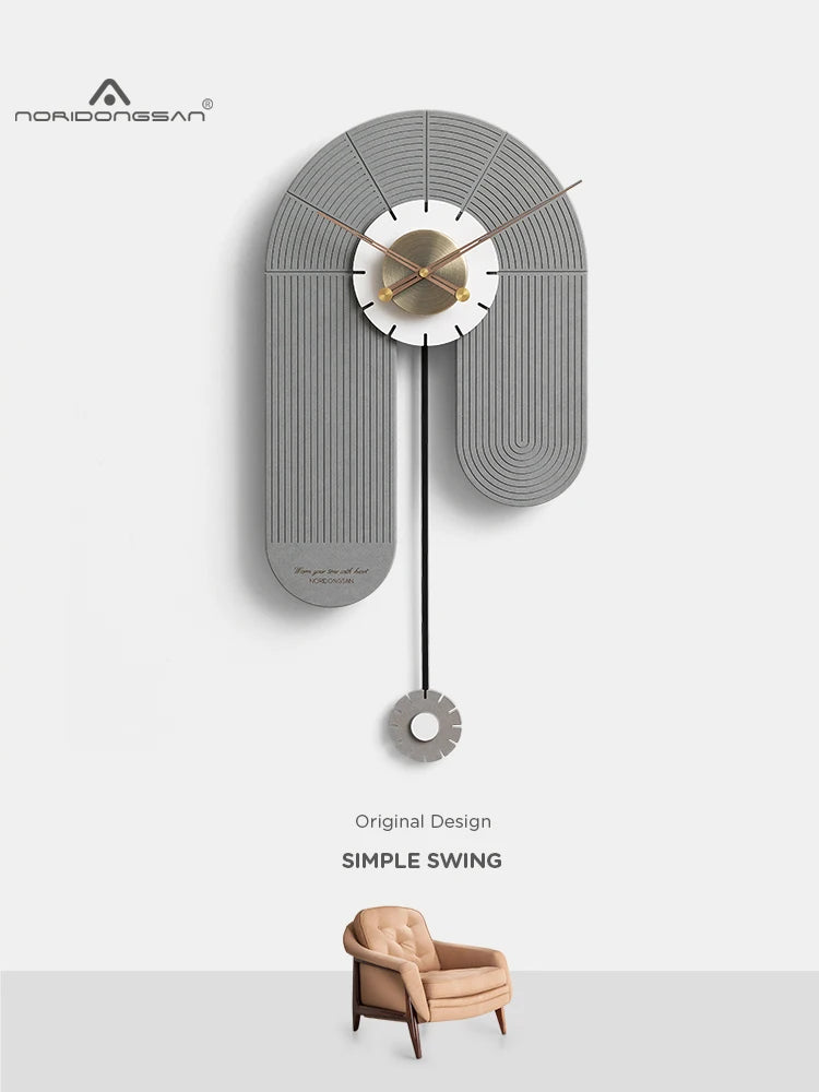 Horloge murale bois design pendule métal salon