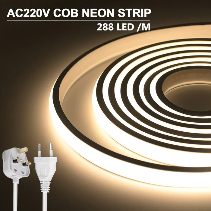 Bande lumineuse LED COB néon 220V flexible étanche pour cuisine