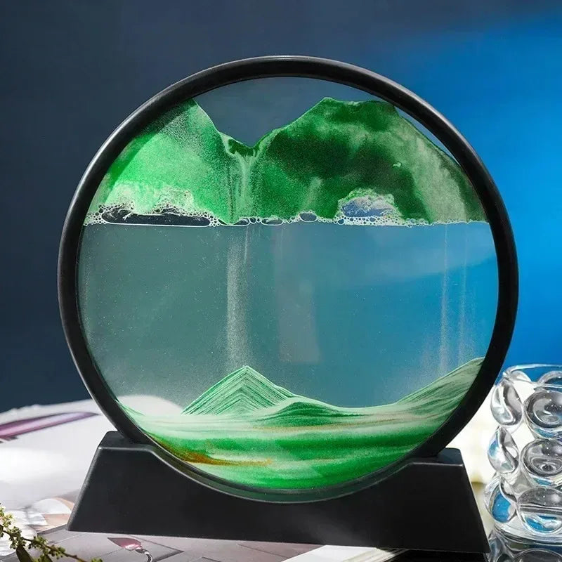 Vue de détail de la sculpture d'art de sable 3D en verre
