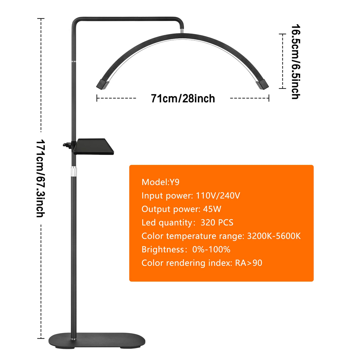 Lampe demi-lune LED blanche pour streaming et salon de beauté