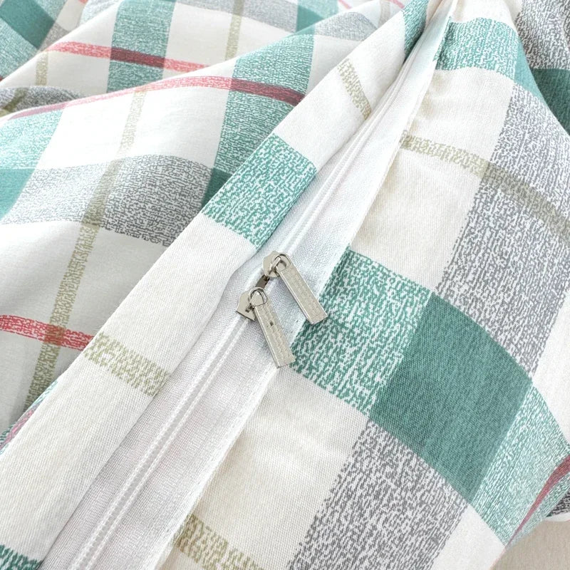 Linge de lit coton rayé gris pour chambre