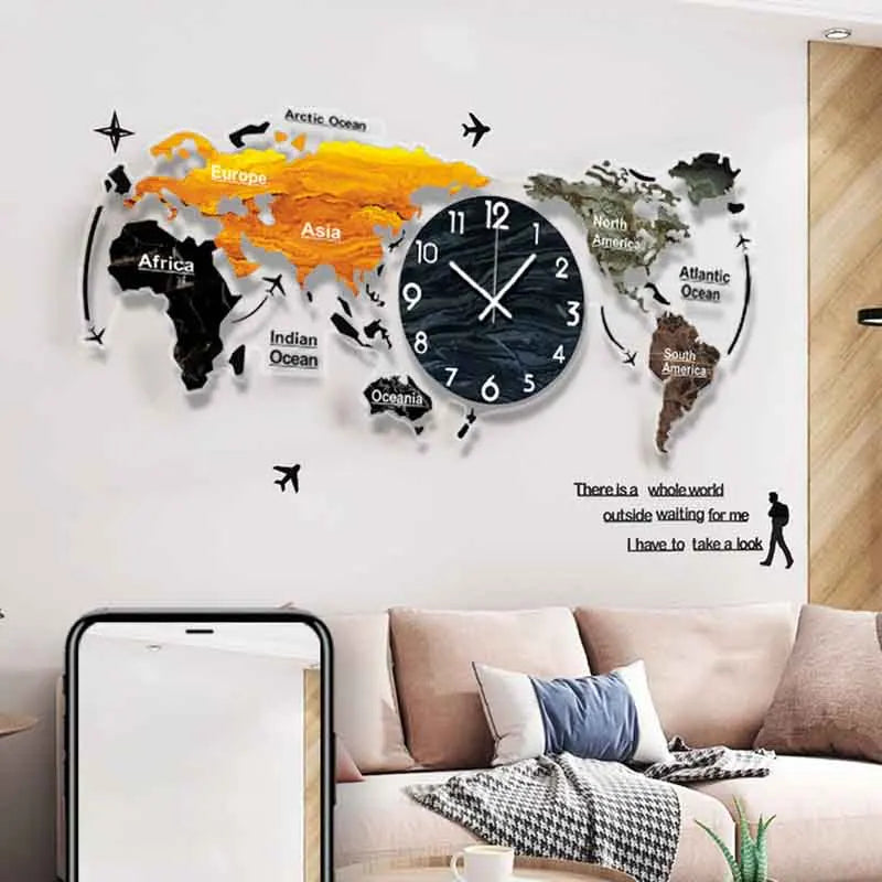 Horloge murale LED verte dans une chambre décorée