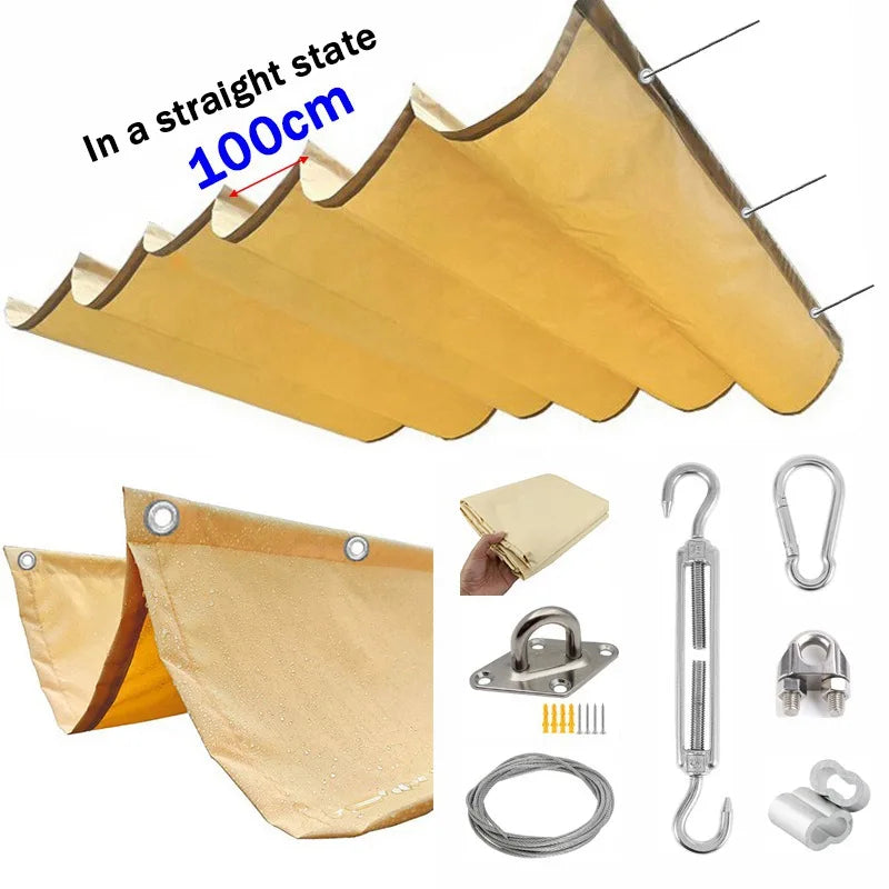 Voile d'ombrage rétractable vue de dessous