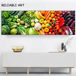 Tableau déco cuisine fruits légumes épices sur toile sans cadre vue de face