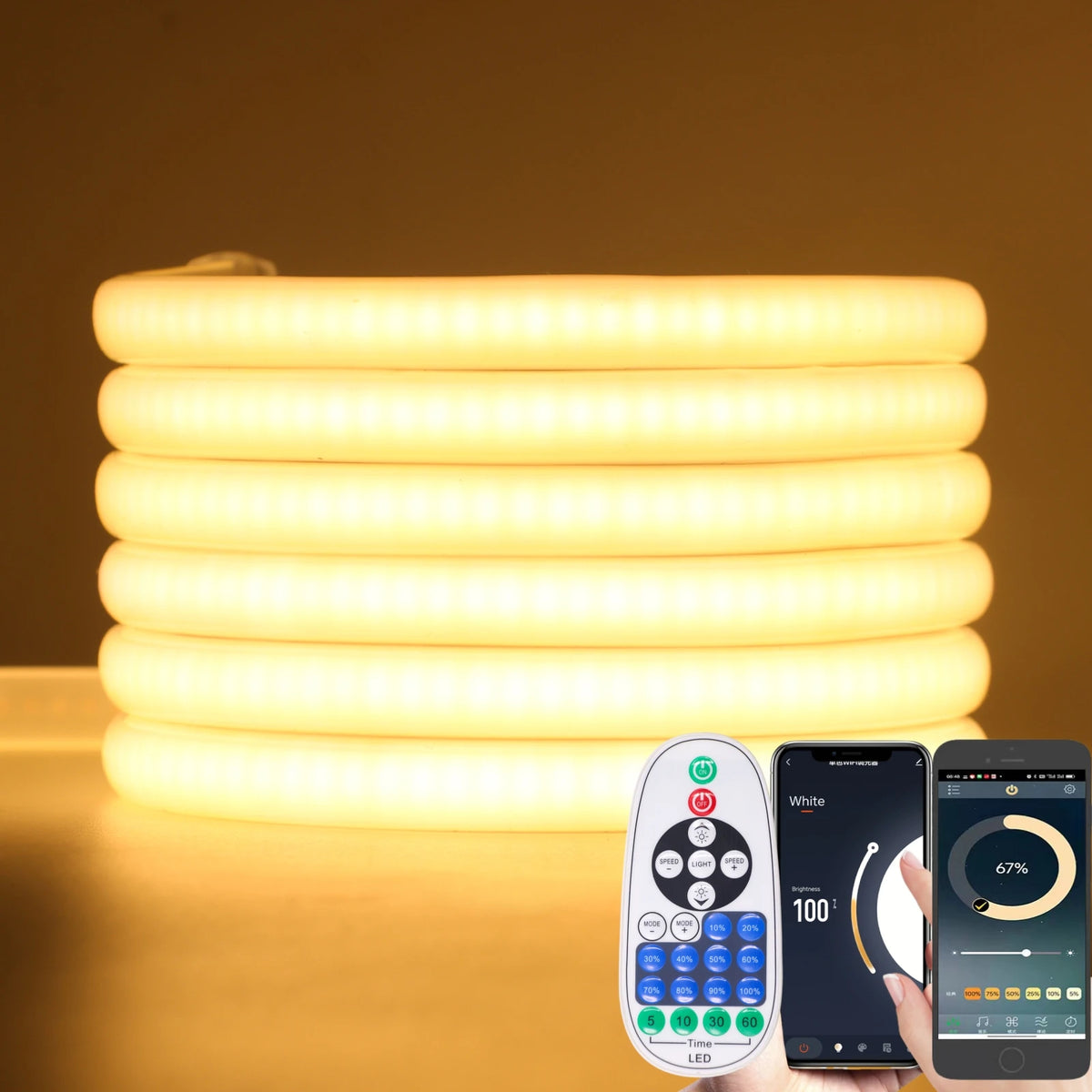 Ruban LED COB etanche IP67 utilise dans un jardin pour eclairage exterieur securise