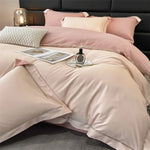 Housse de couette unie grise 220x240 cm ensemble literie 4 pièces Ombre Interieur