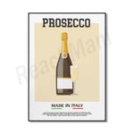 Affiche publicitaire pour le prosecco, un vin effervescent italien produit dans plusieurs régions du nord de l'Italie et reconnu comme l'un des grands plaisirs de la vie.