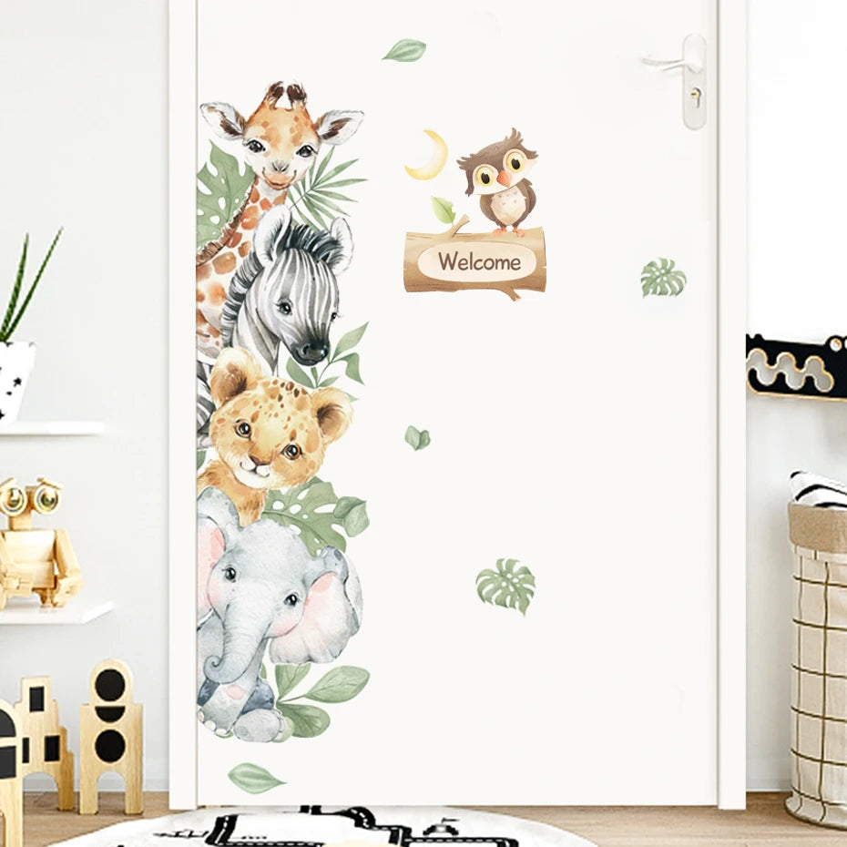 Set autocollants animaux jungle noir et kaki