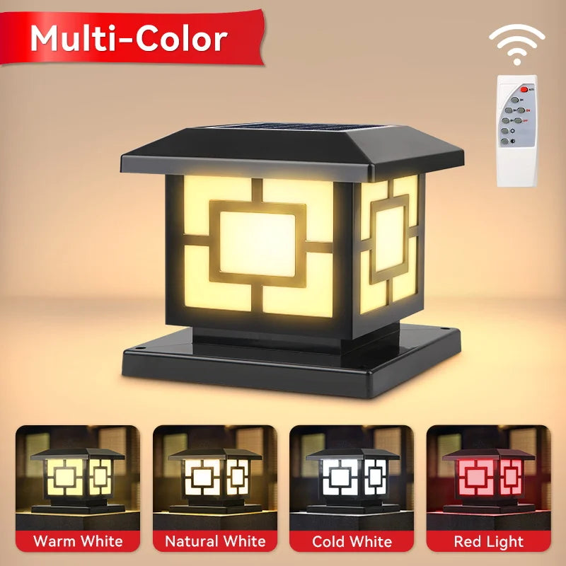Lampe solaire pilier jardin allumée la nuit