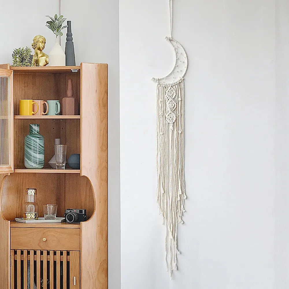 Détail tissage macramé polyester blanc