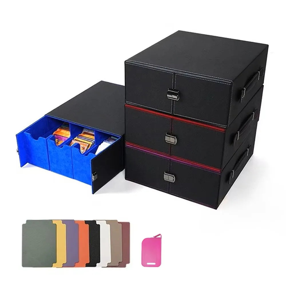 Boîte rangement cartes cuir PU sur étagère décoration
