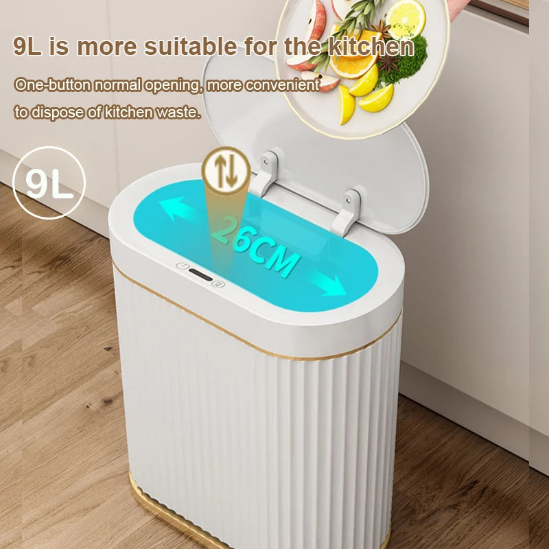 Poubelle automatique 15L à côté de toilettes design