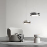 Lustre en verre LED gris fumé chrome