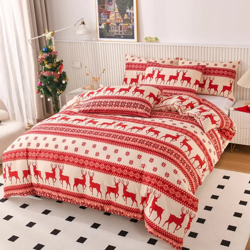 Housse de couette de Noël pliée montrant son design festif
