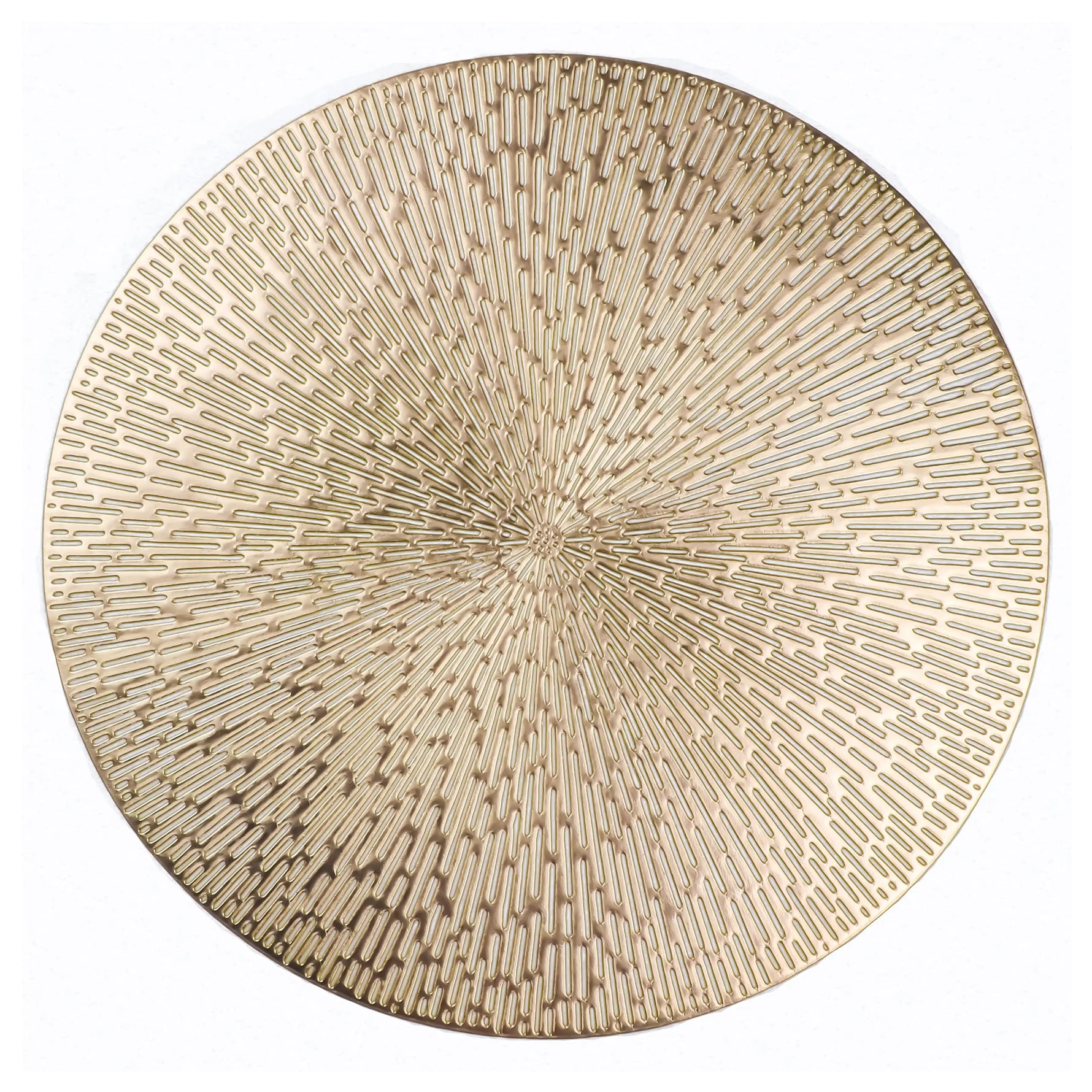Set de table doré rond en vinyle sur une table moderne