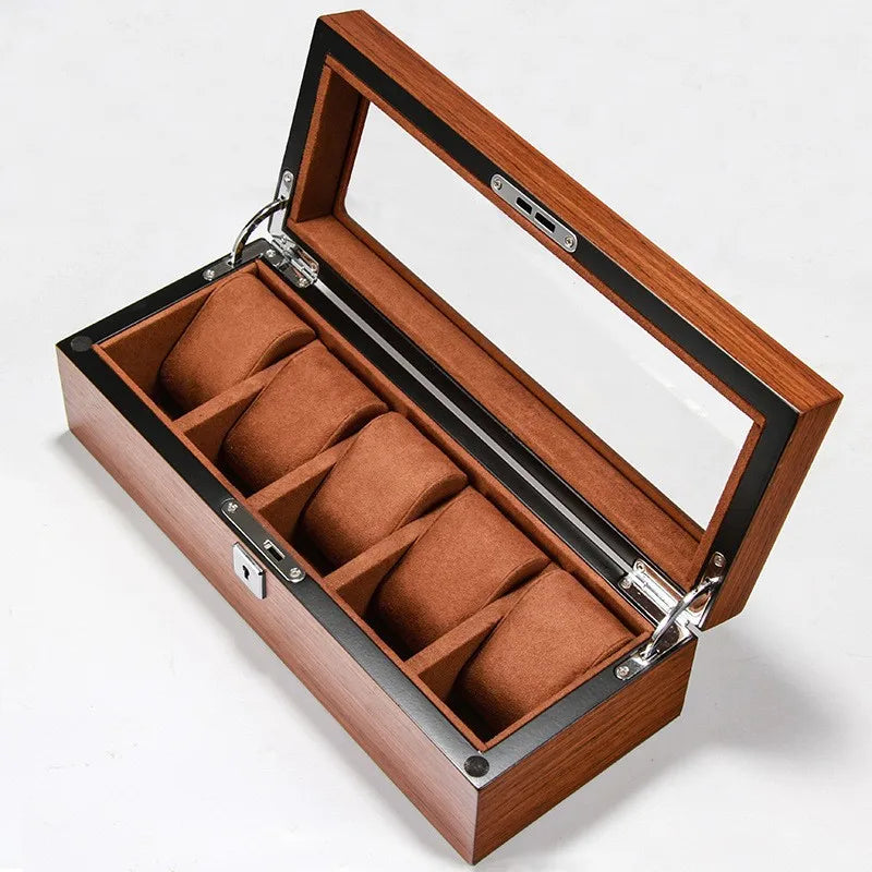Coffret montre mécanique avec couvercle transparent