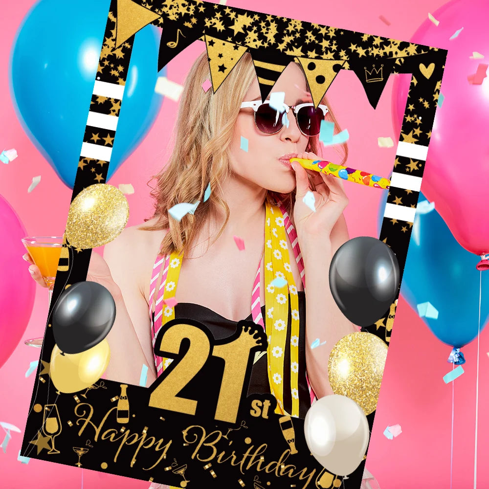 Cadre photo booth en couleur jaune fluo pour décoration festive
