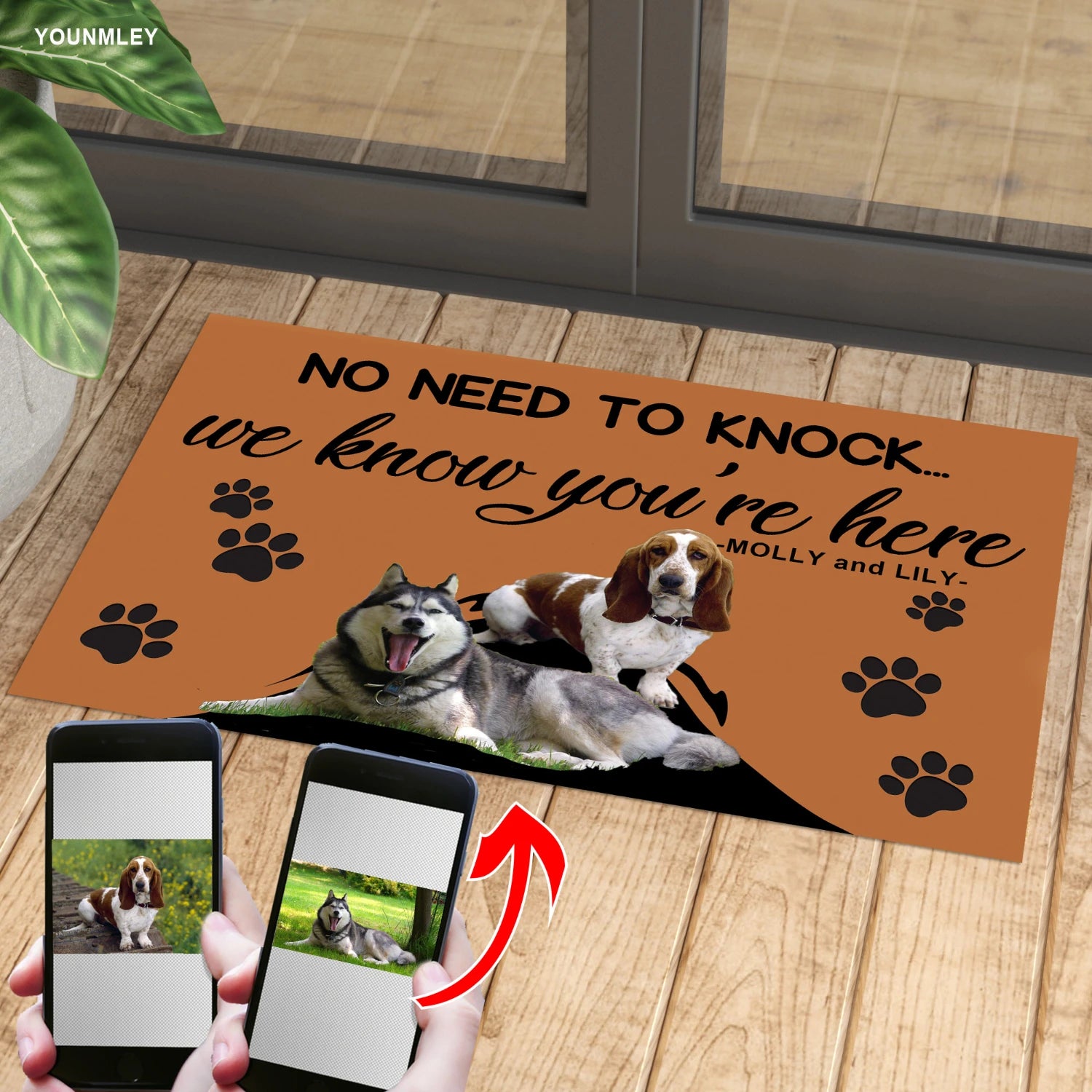 Tapis de porte antidérapant personnalisable avec motif chat