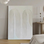 Peinture à l'huile abstraite blanche dans une chambre à coucher élégante