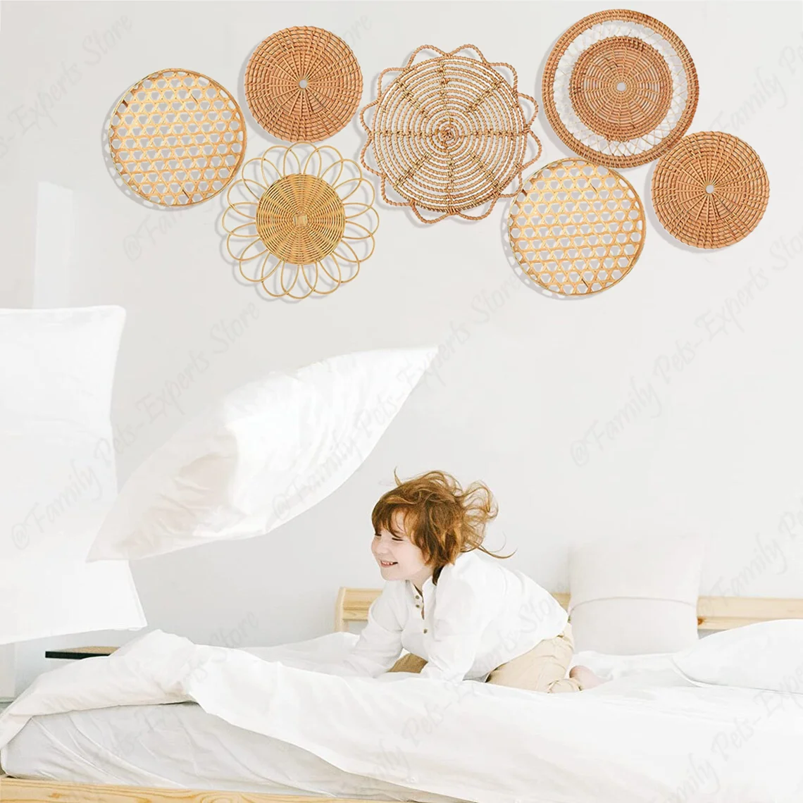 Détail du tissage artisanal des paniers rotin boho