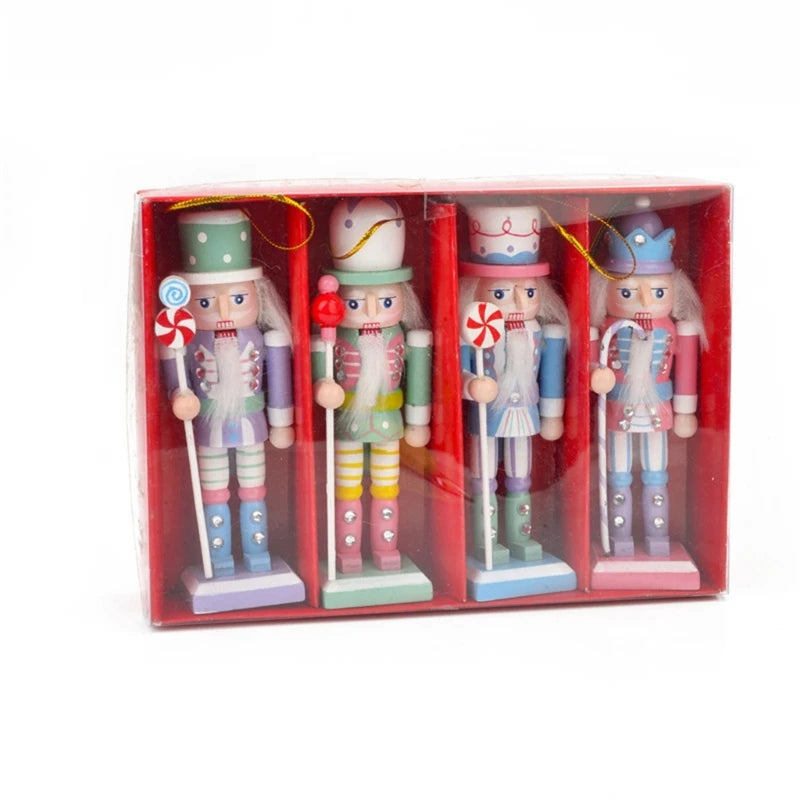 Lot de 4 casse-noisette en bois gris clair pour décoration de Noël