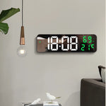 Horloge murale numérique LED noire avec affichage température et humidité