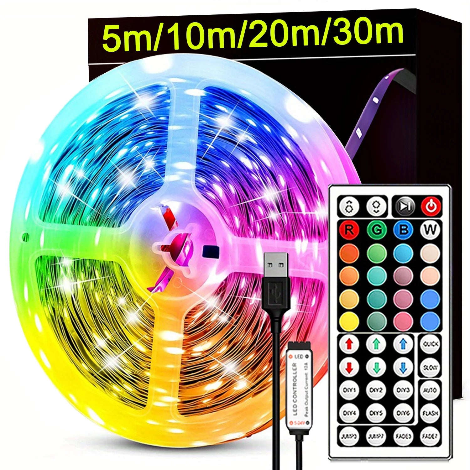 Ruban LED RGB USB avec télécommande pour décoration intérieure