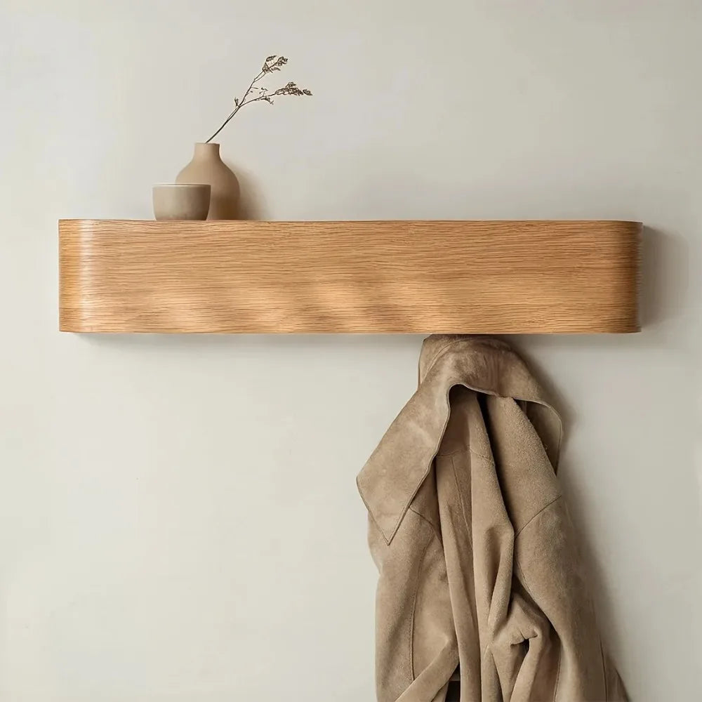 Porte-manteau mural brun en bois et fer pour salon