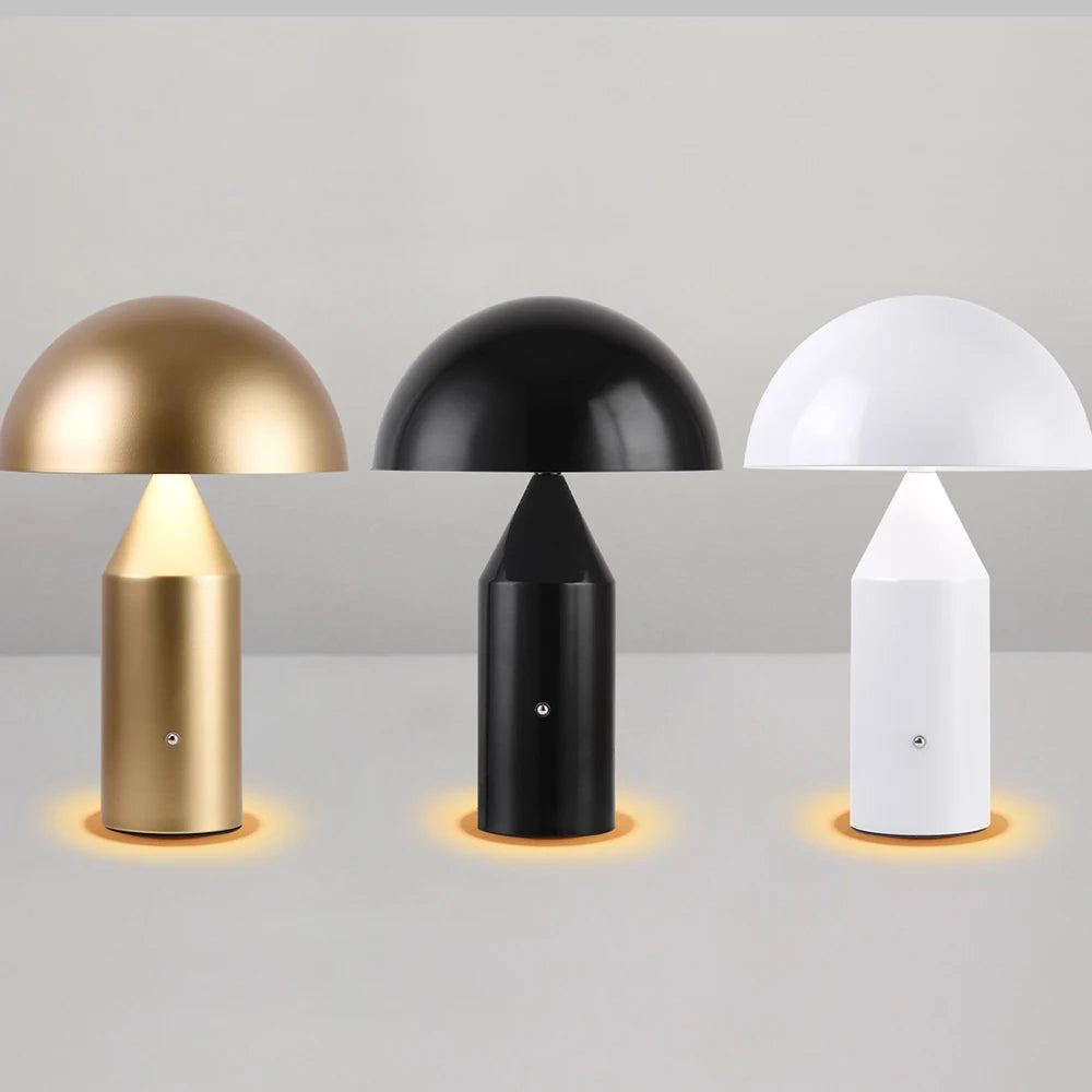 Lampe de table champignon design métal noir