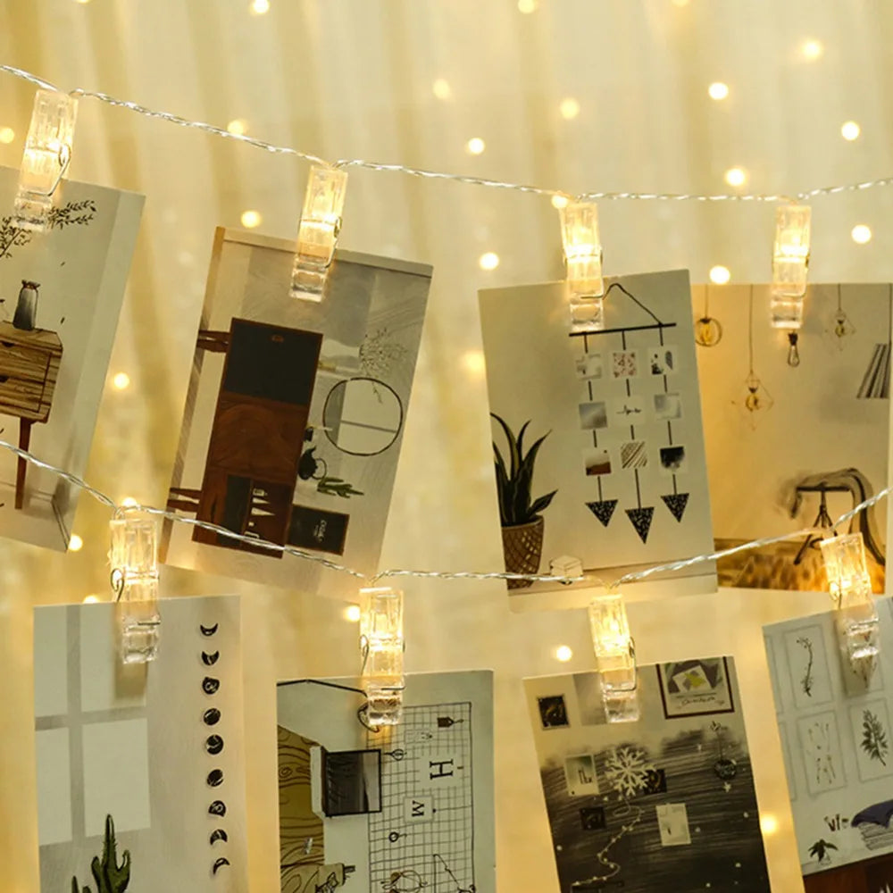 Guirlande lumineuse clips photos ambiance chaleureuse