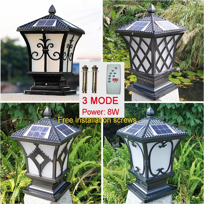 Lampe solaire extérieure en cuivre sur une terrasse