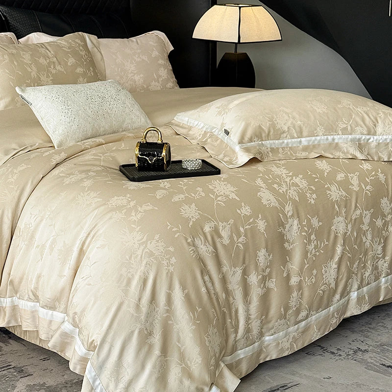 Parure de lit coton Lyocell 1000TC jacquard gris