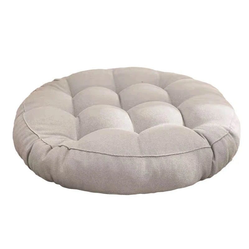 Grand coussin de sol rond en velours coréen couleur kaki