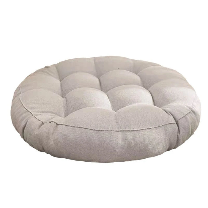 Grand coussin de sol rond en velours coréen couleur kaki