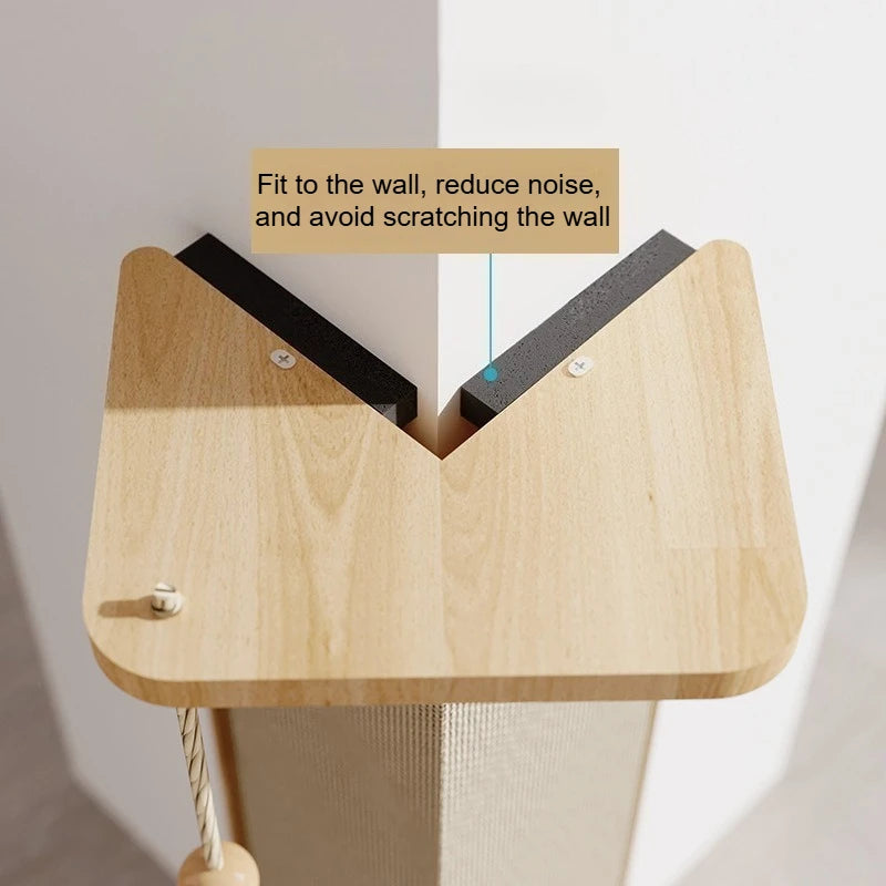 Poteau à gratter pour chat avec plateau tournant en bois massif blanc