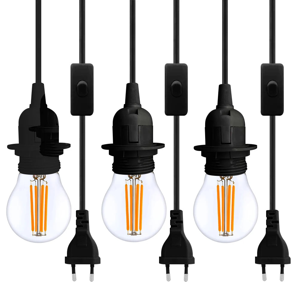Câble d'alimentation suspendu 1.8m E27 avec interrupteur pour luminaire LED