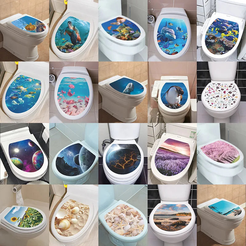 Stickers muraux salle de bain motif univers sous-marin décoratif